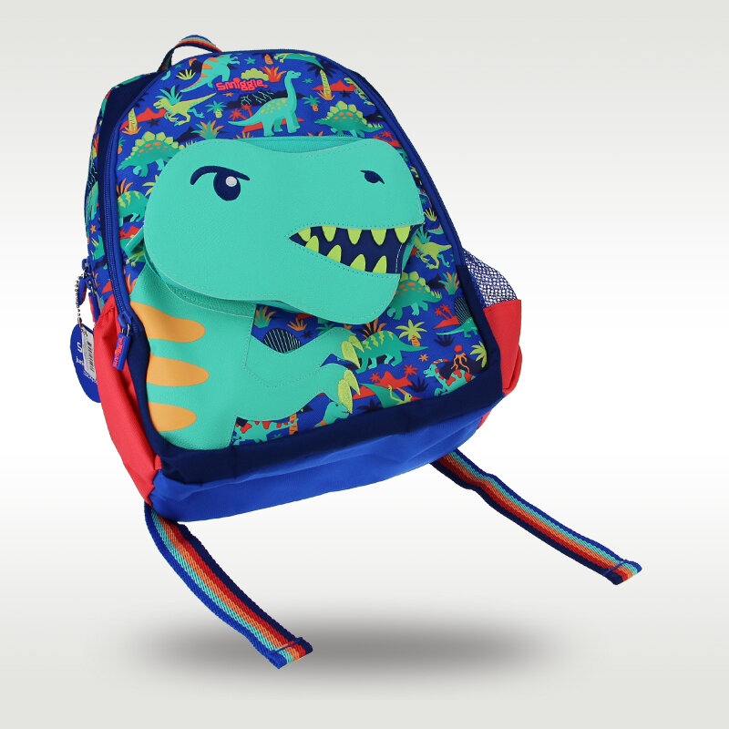 Mochila escolar primária, mochila infantil, dinossauro azul-verde legal do menino, smiggle original australiano, venda quente, 14"