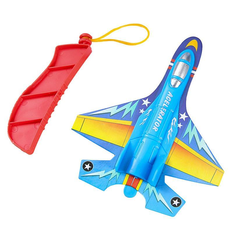 발사 손잡이가 달린 비행기 장난감, 날아다니는 비행기 장난감, 소년 소녀용 생일 선물, 야외 스포츠 장난감