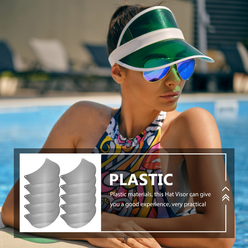 Plástico conveniente Sun Visor, Cap Placa Acessórios, Atividade ao ar livre, Versão Coreana, 10 pcs