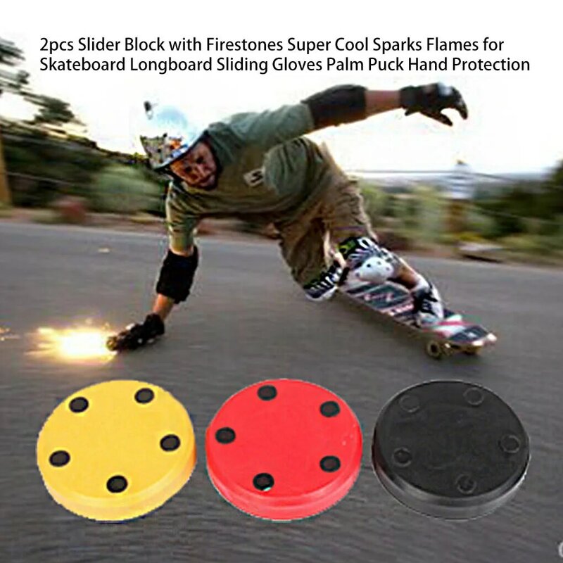 Slider Blok Met Firestones Super Cool Vonken Vlammen Voor Skateboard Longboard Sliding Handschoenen Palm Puck Hand Bescherming Handschoen
