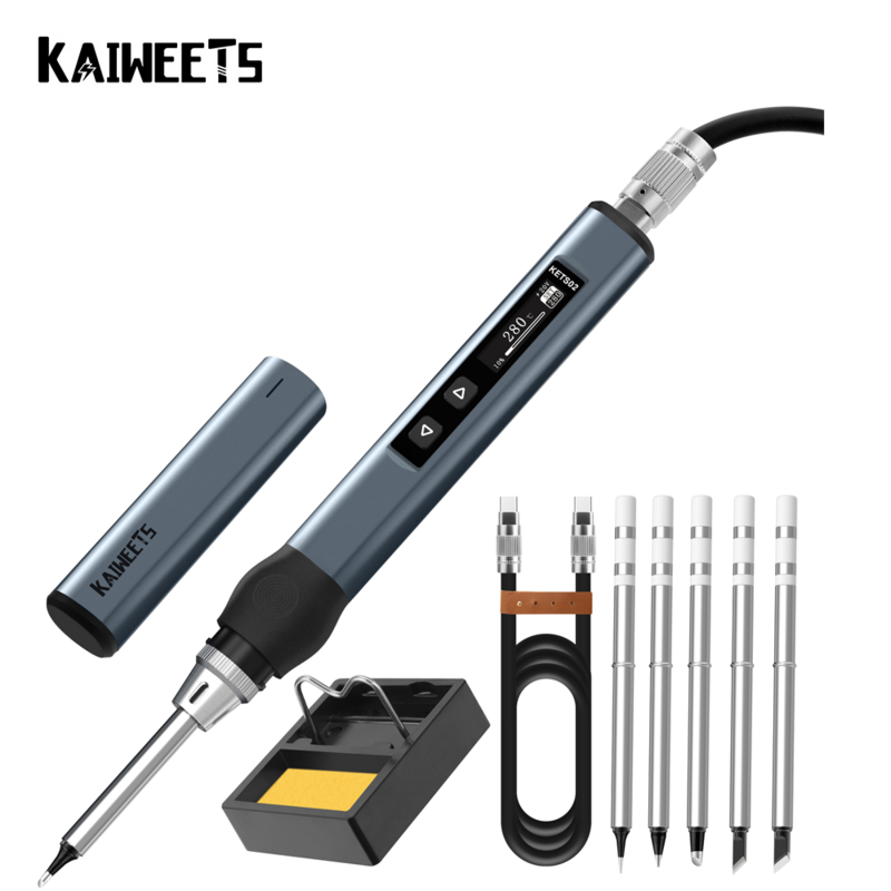 Smart Electric Soldering Iron PD 65W Adjustable Constant Temperature Fast Heat KETS02 Portable Soldering Iron Station Kit