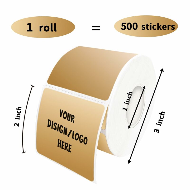 Brązowe kwadratowe naklejki na etykiety termiczne samoprzylepne kwadratowe bezpośrednie etykiety termiczne 30-100mm rozmiar arkuszy kodów kreskowych samoprzylepne etykiety SKU