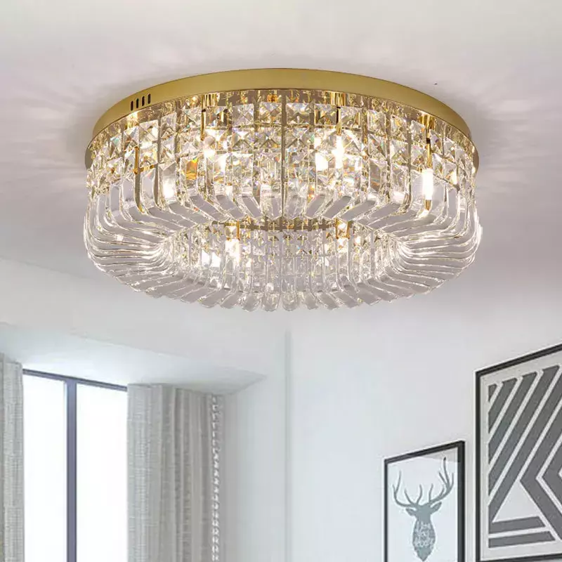 Lampu gantung kristal Nordic, lampu gantung Modern krom emas Led untuk ruang tamu kamar tidur Hotel lorong dekorasi dalam ruangan
