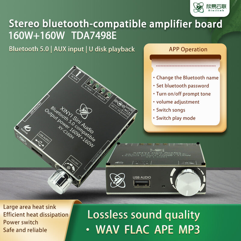 HIFIDIY-placa amplificadora de potencia Digital, módulo de amplificador de Audio estéreo, música en casa, C50L, Bluetooth 5,0, AUX, 2x50W