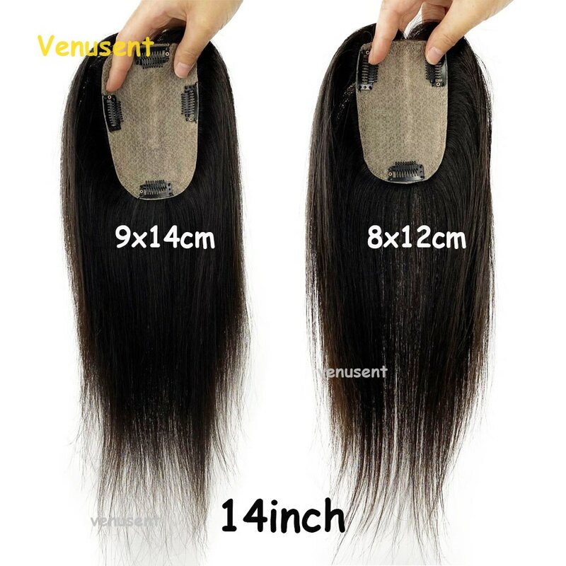 Натуральные человеческие волосы Топпер 12x13 см с зажимом по периметру Шелковый Топ человеческие волосы для женщин европейские воздухопроницаемые волосы на основе кожи