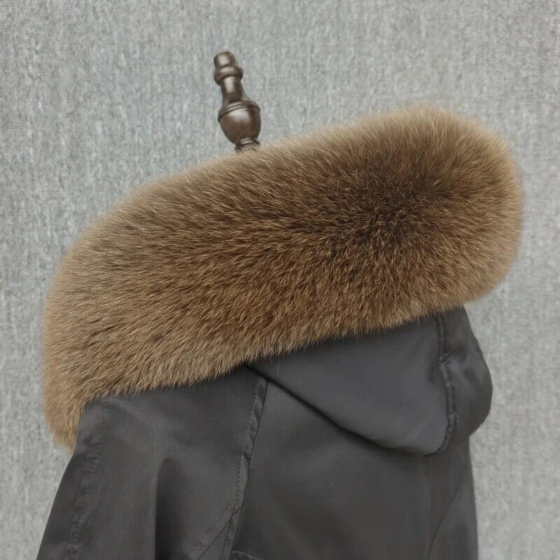 Real Fox Fur Collar Casaco De Inverno Decoração Capuz Mulher Pescoço Aquecedor De Pele De Raposa Cachecol Xales De Colar De Luxo Cachecóis De Pele Preta