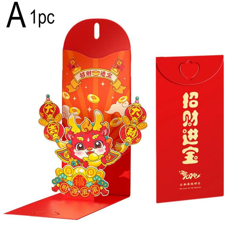 Sobres Rojos Hongbao de estilo chino, bolsas rojas de dinero, sobres de la suerte, Año Nuevo, Z6o1, 2024