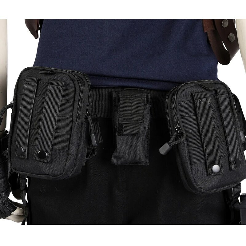 Carnival Halloween Game Costume Accessories Utility Belt With Bags Hero Leon Kennedy Cosplay T-Shirt Officer Armpit Holster