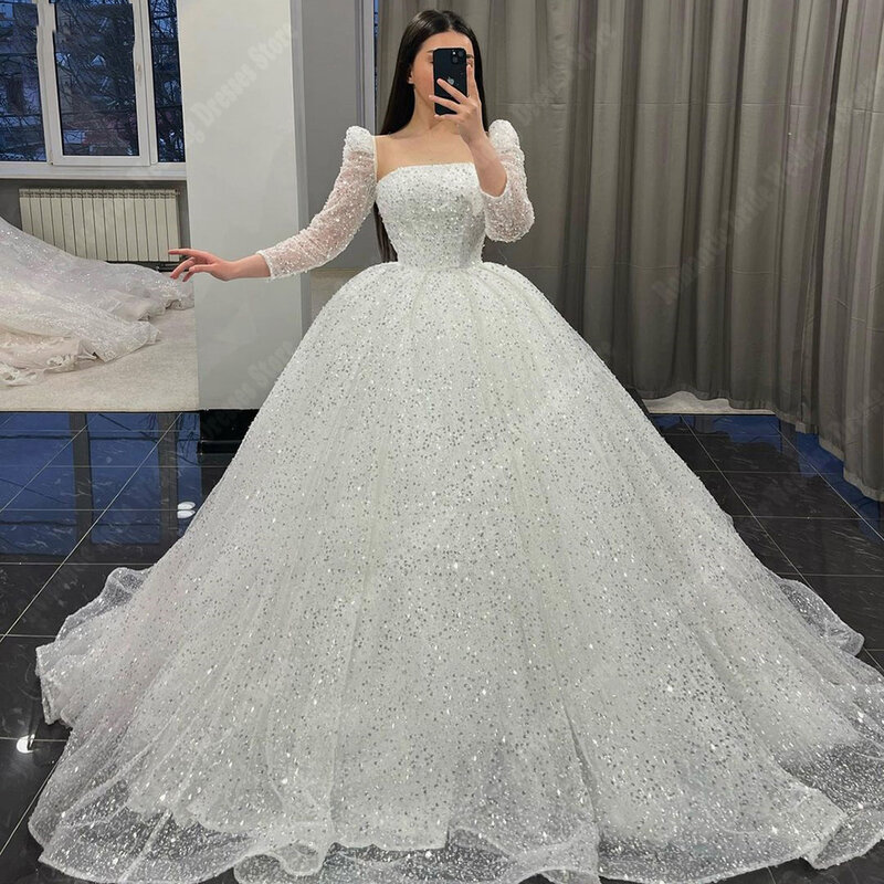Elegant Women's Gorgeous Wedding Dresses Fluffy Large Skirt Hem Princess Bridal Gowns 2024 Elegant Beach Party Vestido De Novias