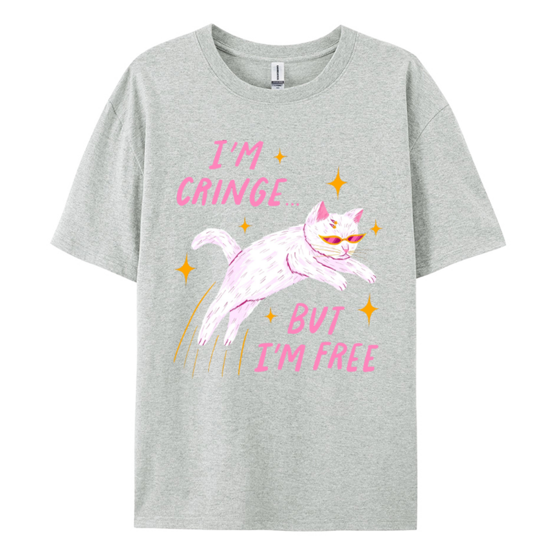 Lustige kawaii Katze drucken T-Shirt Ästhetik Grafik weiß Kurzarm T-Shirts Designer kreative T-Shirt Rundhals ausschnitt Top Kleidung