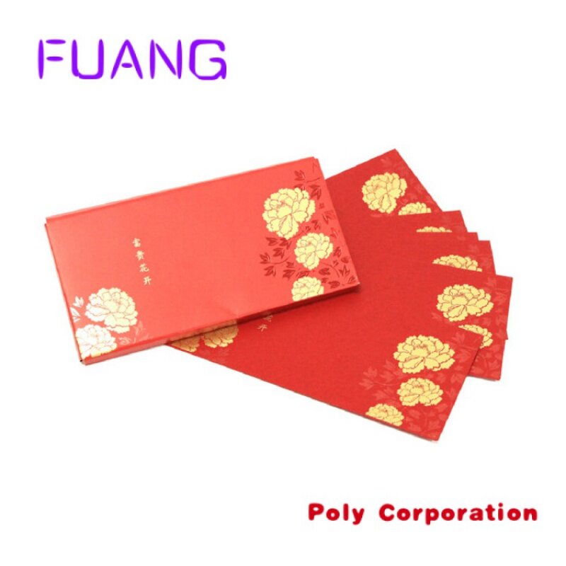Sobre rojo tradicional personalizado, paquetes rojos para el Año Nuevo Chino, logotipo de sello caliente hongbao