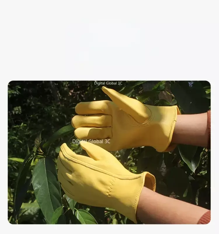 Leather Work Gloves Sheepskin Driving Gloves Men Motorcycle Gardening Safety Protective Fruit Picking Gloves Welding Glove