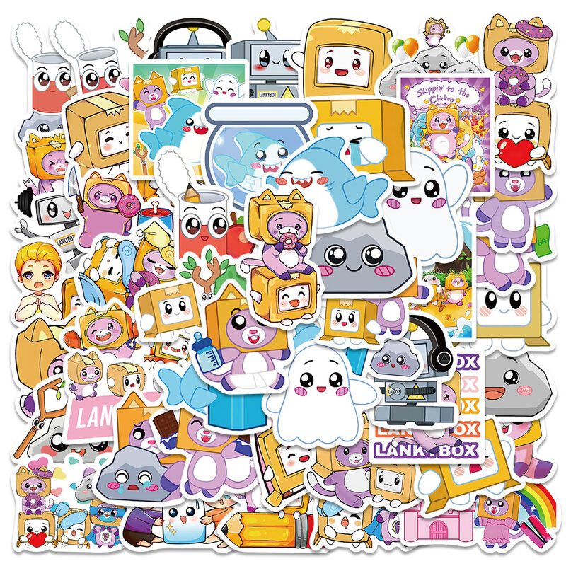 Lankybox dos desenhos animados adesivos para crianças, decalques Graffiti, mala, laptop, guitarra, skates, brinquedos, 10 pcs, 50pcs