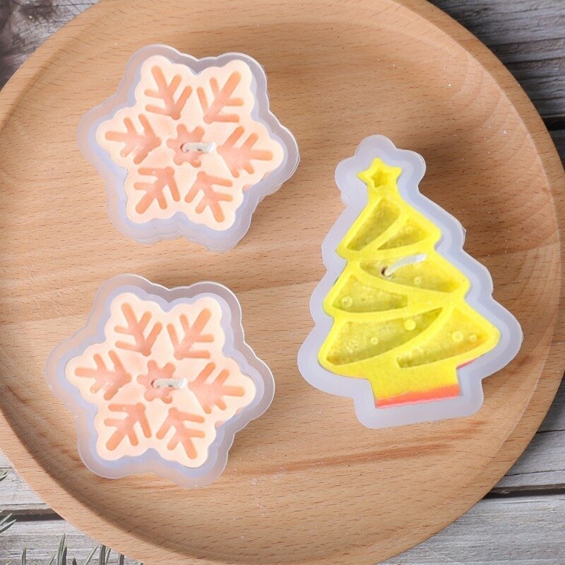 Snowflakes Silicone Mold Household DIY Christmas Tree Candle Making Chocolate Soap Resin Molds Home Jewelry Making Equipments