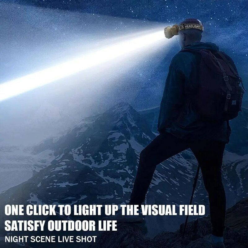 Super Bright LED Headlamp 3 Modes USB Strong Waterproof Recharge Flashlight High Power Headlamp For Outdoor Powerful Long Range