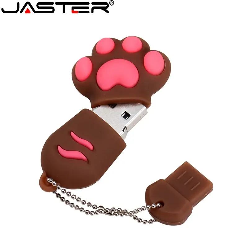 JASTER USB Flash Drive Red Cat Paw Pendrive 8GB 16GB 32GB 64GB 128GB USB 2.0 Flash Memory Stick Cartoon Pen Drive