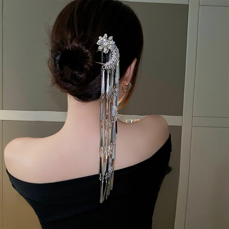 Нежная китайская расческа для волос в стиле ретро, U-образная шпилька для волос с кисточками, Классическая Цветочная вилка для волос с жемчугом, яркая шпилька для волос
