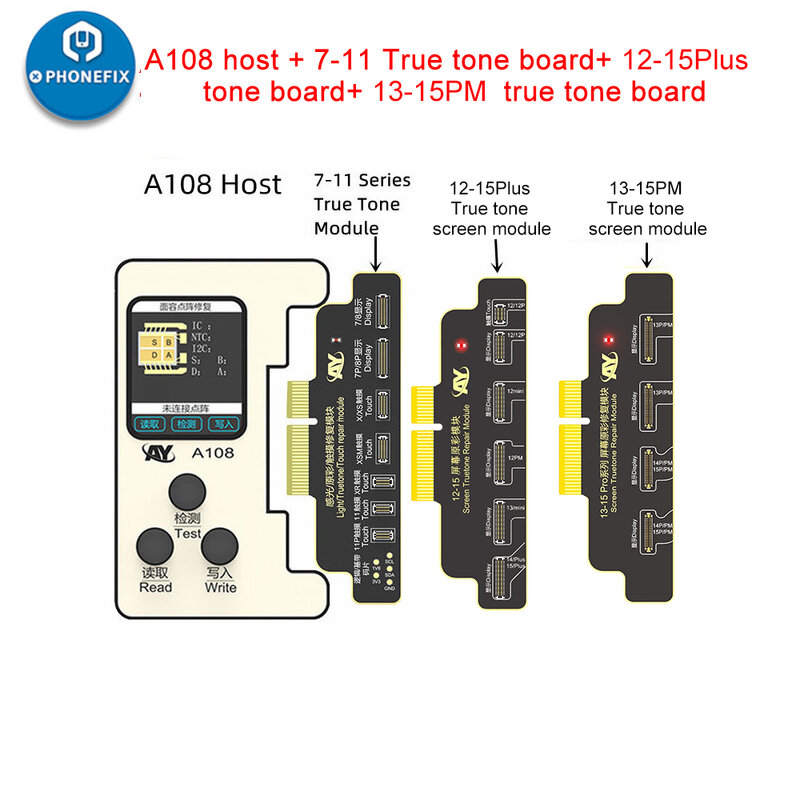AY A108 True Tone Módulo Restaurar Programador, Leitura Escrita Tela, Original Color Repair Tools, Fit para iPhone 7-11, 12, 13, 14 Pro Max