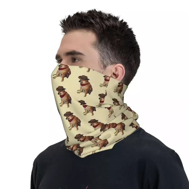 Cheems Doge Cowboy Bandana Neck Gaiter Printed Mask Scarf Multi-use FaceMask Outdoor Sports For Men Women Adult Winter