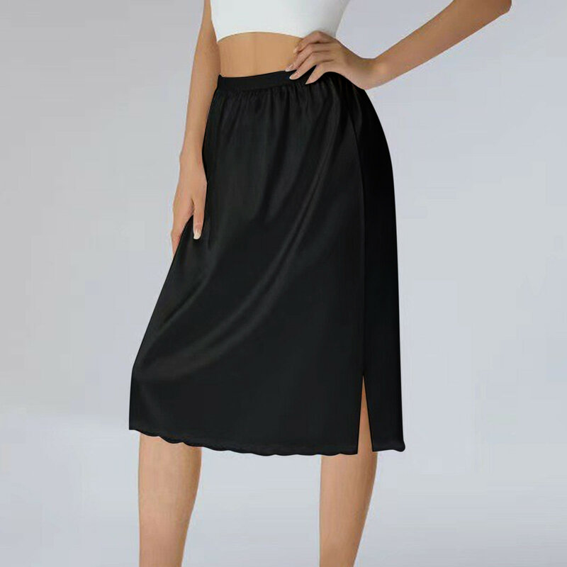 Женское Короткое платье-комбинация, кружевная юбка миди до колен с эластичным поясом, новая простая мягкая Нижняя юбка на лето