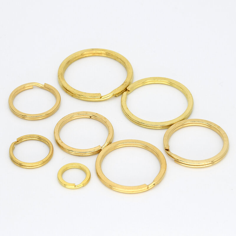 Solid Brass Split Rings Jump Ring, Double Loop Keyring, Keychain, Fazer Jóias, Achados Acessórios, Atacado, 10-35mm, 5Pcs