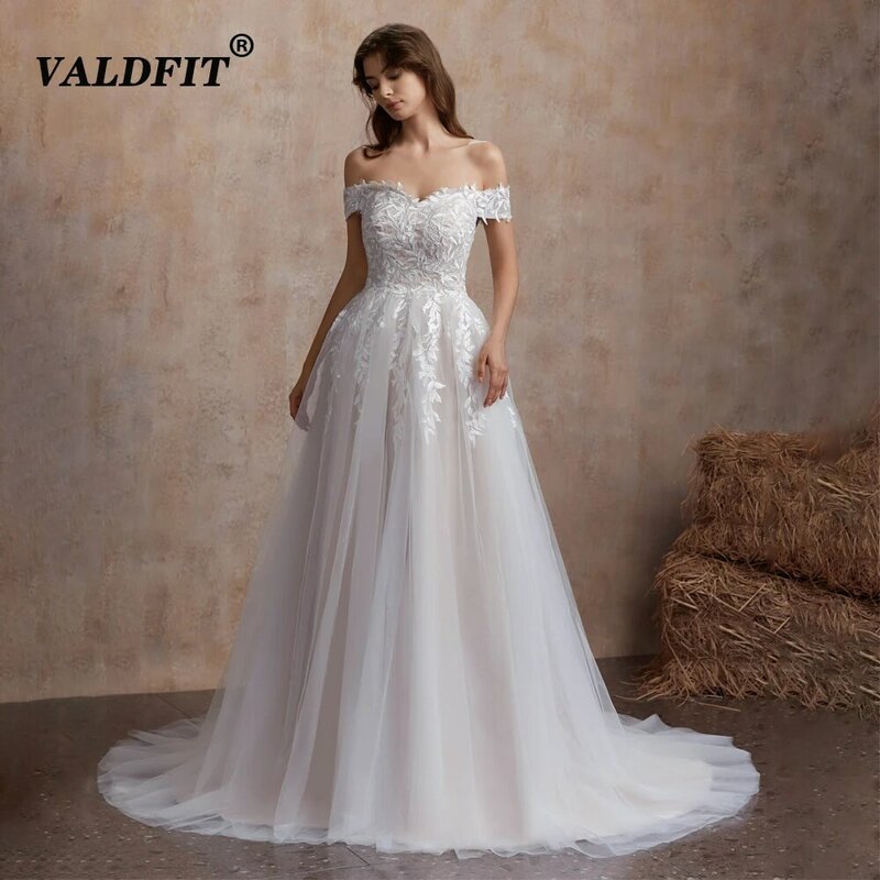 ТРАПЕЦИЕВИДНОЕ винтажное свадебное платье 2023, с коротким шлейфом и открытыми плечами, Тюлевое свадебное платье, свадебные платья, свадебные платья 79132