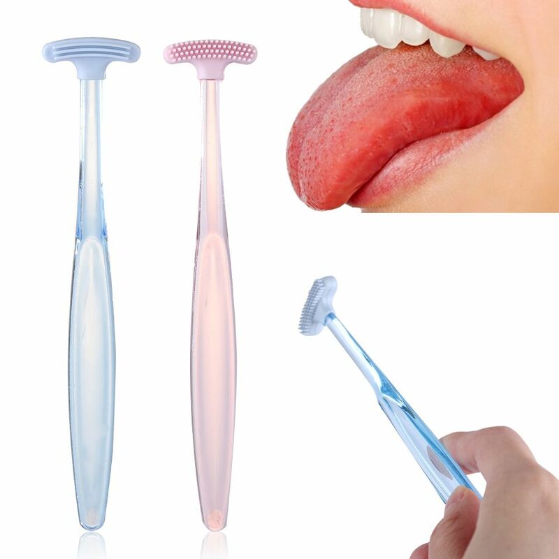 แปรงทำความสะอาดช่องปากเครื่องขูดลิ้นฟันเครื่องมืออุปกรณ์ดูแลสุขภาพสองด้านทำจากซิลิโคนที่มีประโยชน์