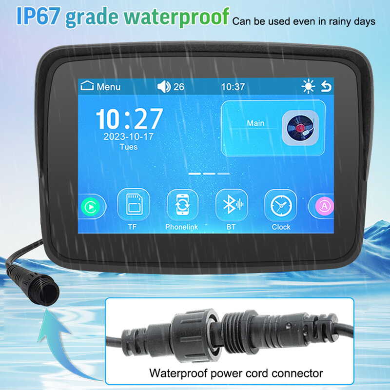 Navegador portátil para motocicleta, dispositivo resistente al agua Ip67, pantalla de 5 pulgadas, compatible con Bluetooth Dual, inalámbrico, Carplay, Android, Auto