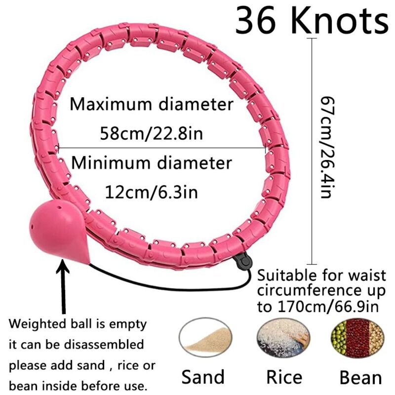 24/28/36 abnehmbare Knoten Smart Weighted Fit Hoop abnehmbare 360-Grad-Kugel automatisch drehen Smart Ring Hoops Gewicht einstellbar