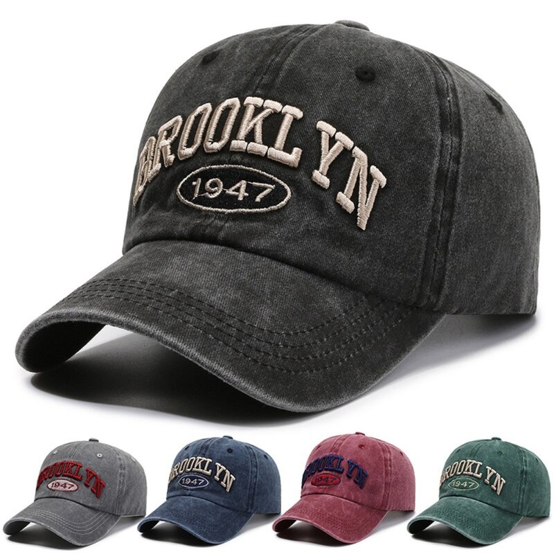 Wyszywane litery para czapka z daszkiem 2024 anty-Sun Trend Hip Hop Gorras Retro zmiękczana bawełna czapka golfowa cztery sezony