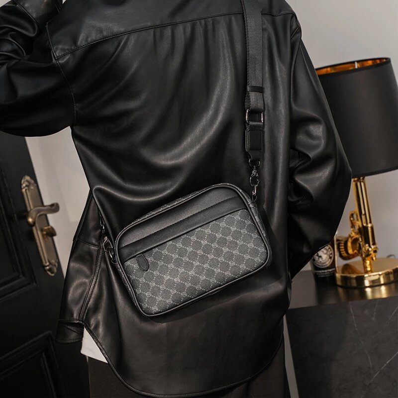 男性用の小さな革製ハンドバッグ,スタイリッシュでトレンディな高級ショルダーバッグ,旅行に最適