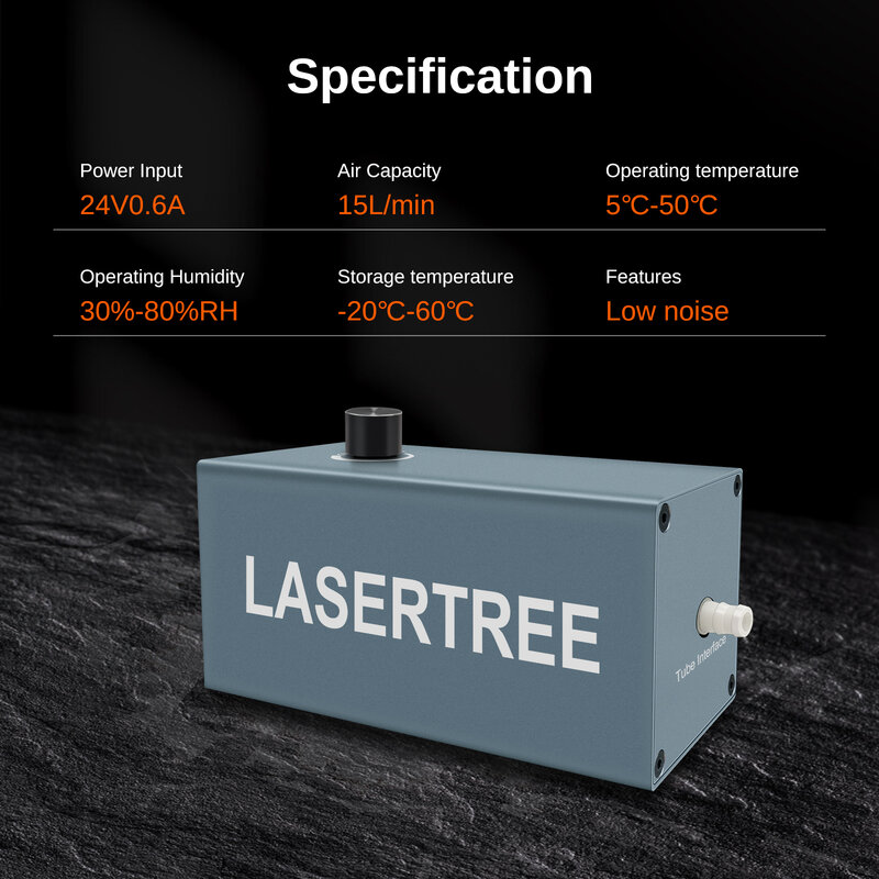 LASER TREE Laser Air Assist Compressor 15L/Min pompa d'aria per rimuovere fumo e polvere per macchina da taglio per incisore Laser