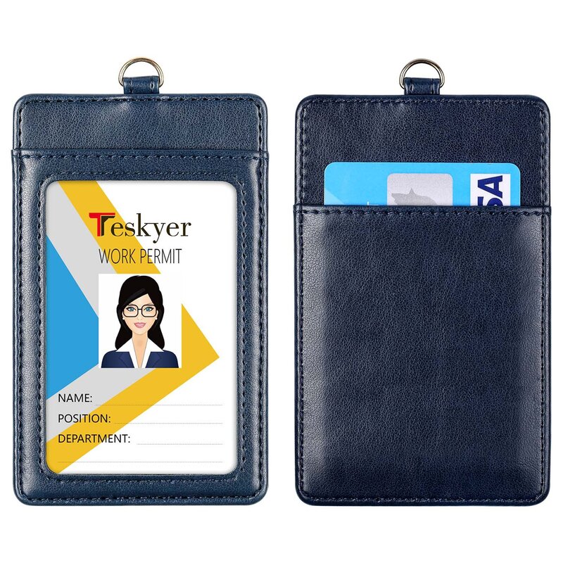 New Leather Multiple Slots Card Sleeve ID Card Holder Badge Case Clear Bank Credit Card Clip Badge Holder Accessories