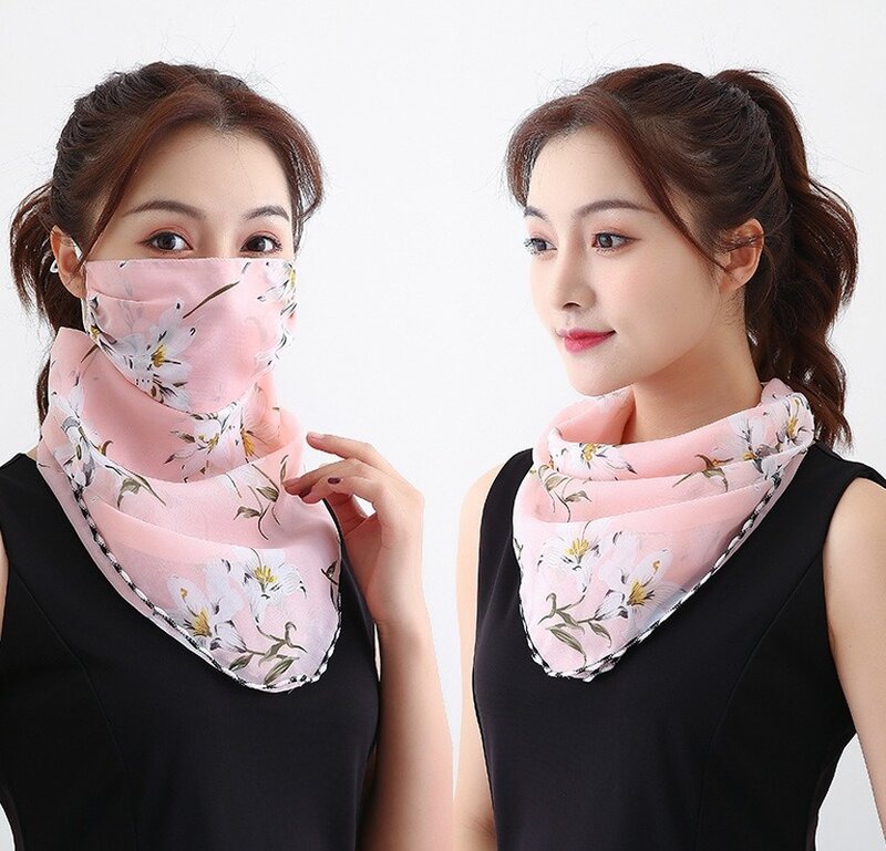 2020 heiß verkaufen Mund maske leichte Gesichts maske Schal Sonnenschutz maske Outdoor-Reit masken schützende Seide Schal Taschentuch