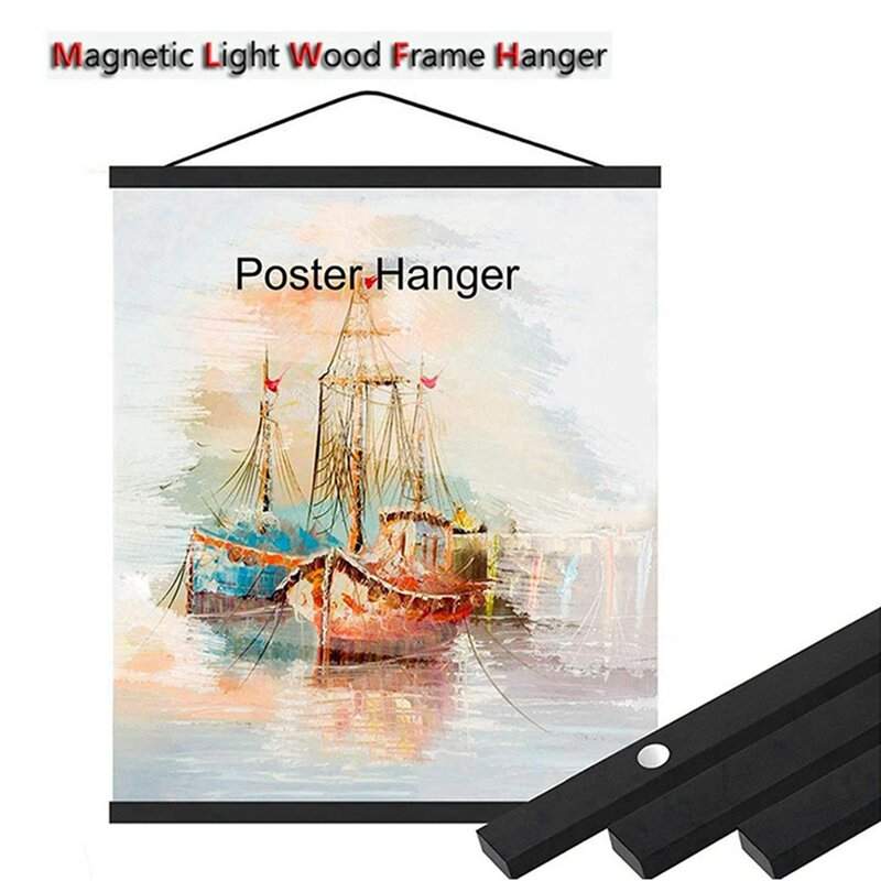 NEW-Magnetic Wooden Picture Poster Hanger Frames Photos Wall Art Canvas Print Painting Wood Living Room Home Decor