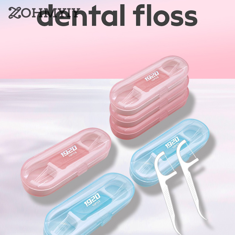 10 Pcs/Box Floss Toothpick Set Interdental Brush Dental Floss Pick Portable Toothpick Floss Teeth Cleaner With Storage Tube