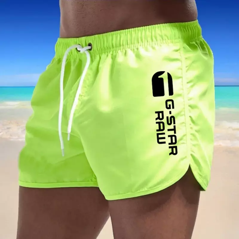 Shorts de praia respirável masculino, maiô sexy, calça prancha de surf, verão, 9 cores
