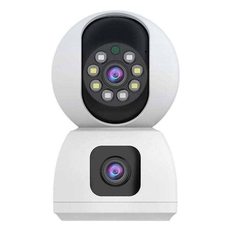 Беспроводная камера видеонаблюдения, широкоугольная домашняя камера наблюдения с двумя объективами, ПЭТ монитор, обнаружение движения, двухстороннее аудио, домашняя камера