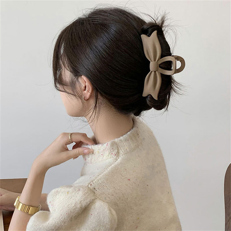 2024 Elegant Matte Large Bows Crab Hair Clip for Women Trendy Hair Claw Clips Fashion Sweet Hair Accessories for Ladies Girls