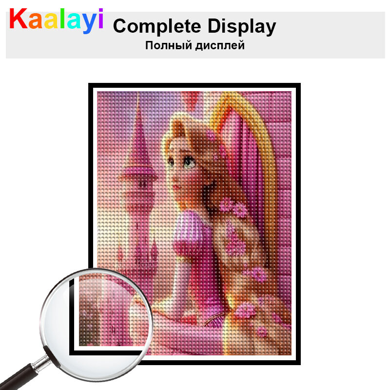 Disney-pintura de diamantes 5D para decoración del hogar, mosaico de diamantes de imitación de princesa de dibujos animados, bordado de punto de Rapunzel 2024, 72