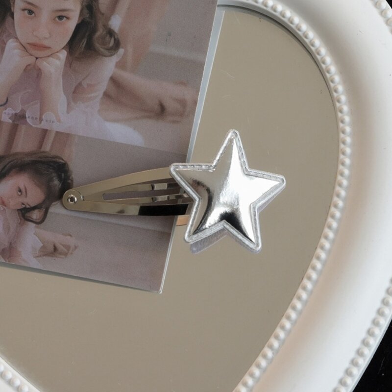 2024 New Women Girls Star Hair Pin Sweet Side Clips Glitter Silver Hairpin for Holiday