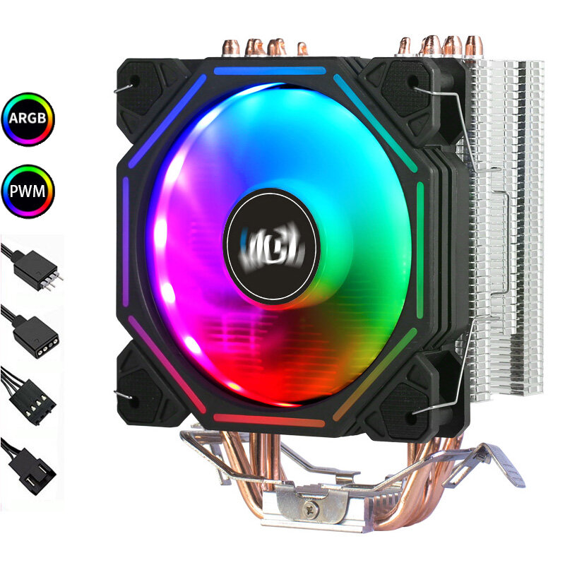 Enfriador de Cpu LGA 2011, ventilador de refrigeración RGB de 120mm, 4 tubos de cobre X79 X99, placa base AMD3 AM4 LGA Intel 1200, 1356, 1150, 1155, 1700