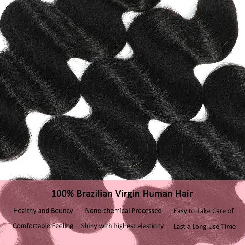 Pacotes de cabelo humano Remy brasileiro para mulheres, onda do corpo, extensão do cabelo, 10-30in, 50g, 10A, 1PC por lote