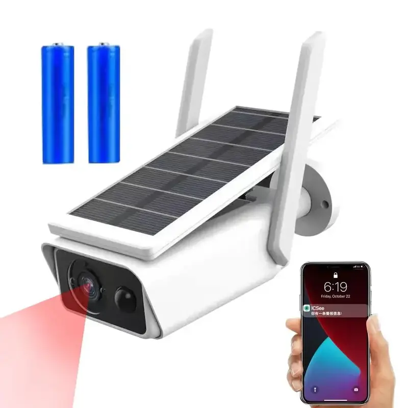 Водонепроницаемая беспроводная уличная Wi-Fi камера видеонаблюдения на солнечной батарее с ИК-датчиком обнаружения движения и 2-сторонним аудио IP66