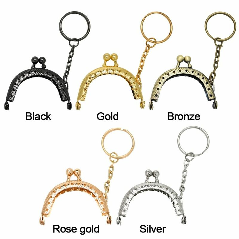 New 4/5cm Coin Purse Metal Frame Bag Change Purse Frame with Keychain Arch Frame Kiss Clasp Lock DIY Craft Wallet Accessories