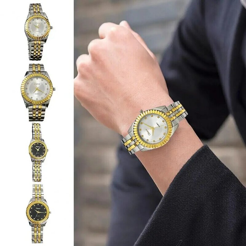 Paar Horloges Set Outfit Horloges Stijlvolle Paar Quartz Horloges Met Ronde Wijzerplaat Lichtmetalen Band Voor Unisex Business Timekeeping High