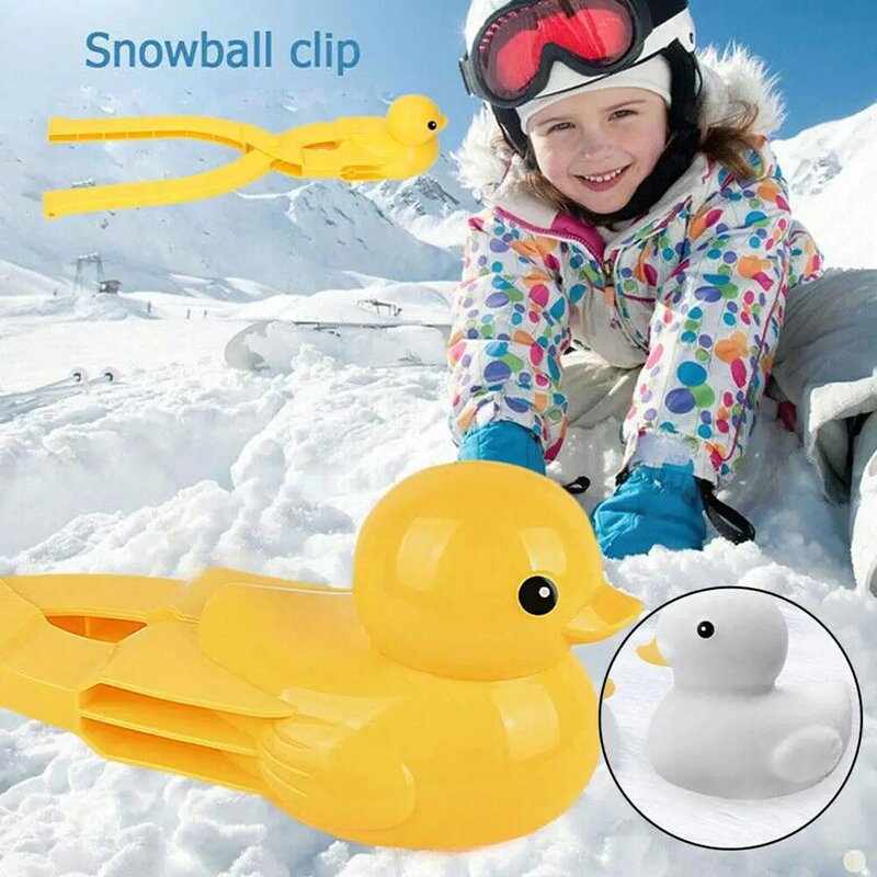 오리 모양 눈덩이 메이커 클립 어린이 야외 플라스틱 겨울 눈 모래 몰드 도구, 눈덩이 싸움 야외 재미있는 스포츠 장난감