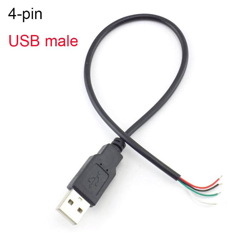 Conector USB macho y hembra, Cable de datos de 4 pines, Cable de extensión, fuente de alimentación de 2 pines para adaptador de 5V DIY, carga de 0,3 M, 1M, 2M