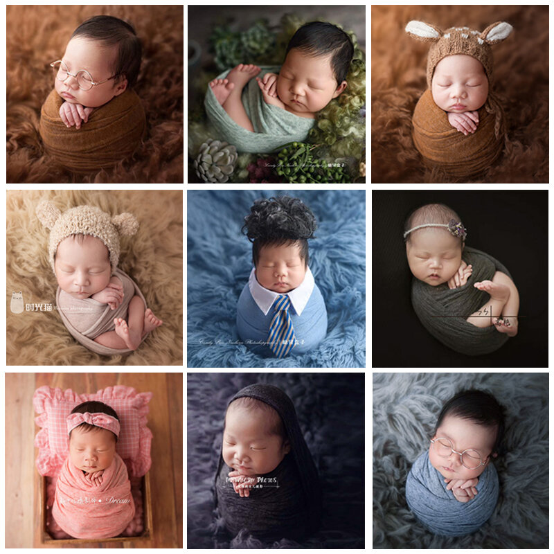 Envoltura de punto para fotografía de recién nacido, paño de envoltura para fotografía de bebé a largo plazo