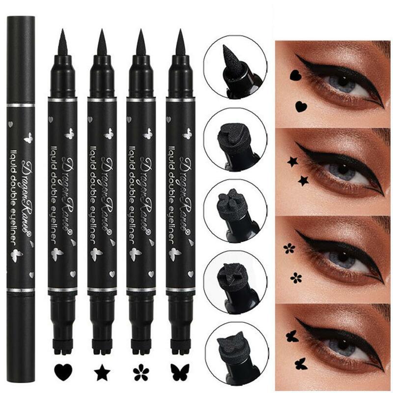 Tweekoppige Ster Seal Eyeliner Pen Zwarte Stempel Pen Doos Waterdichte Zweetbestendige Eyeliner Zegel Beauty Cosmetica Voor Vrouwen